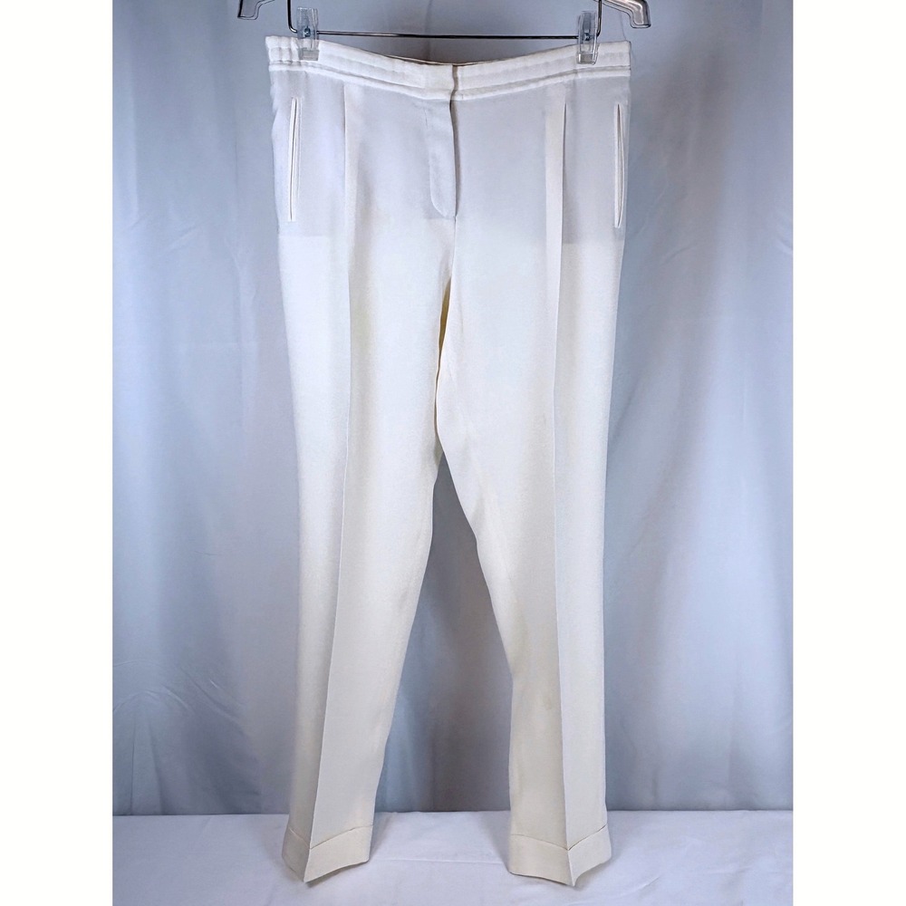 Loro Piana Silk Ivory Tailored Cuffed Trousers Pants Italy Womens Size 40 Read